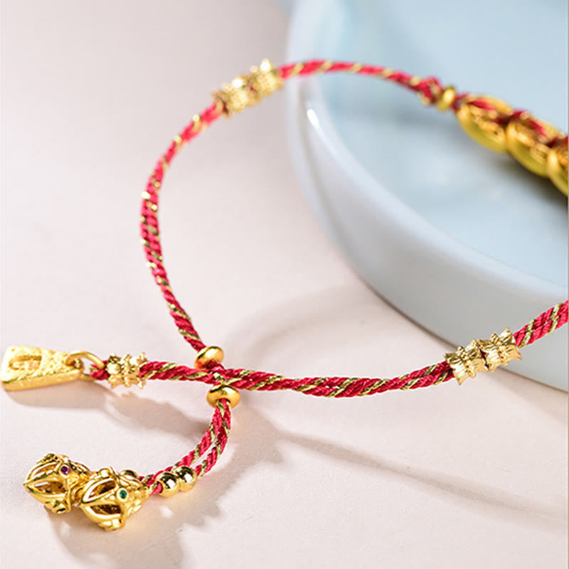 Nimara Ritual Five-Emperor Coins Copper Balance Hand-Woven String Bracelet