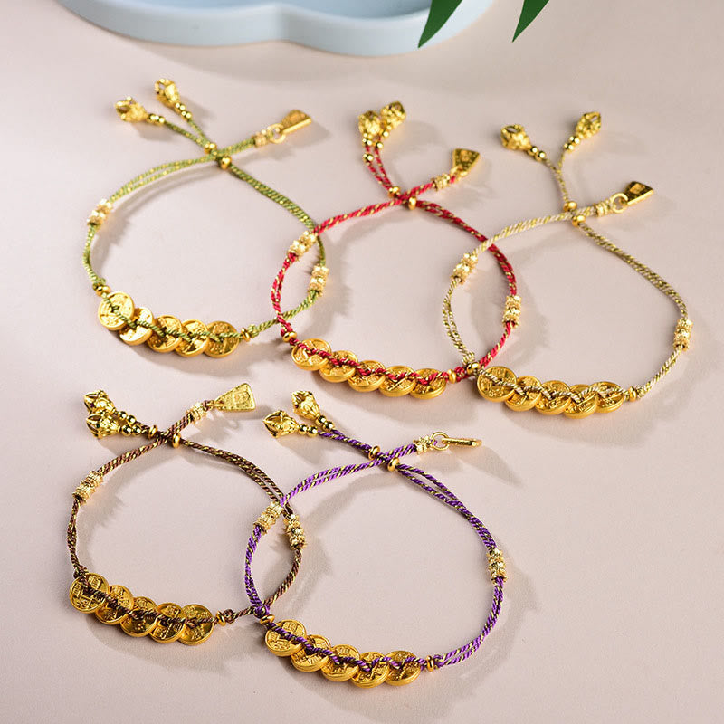 Nimara Ritual Five-Emperor Coins Copper Balance Hand-Woven String Bracelet