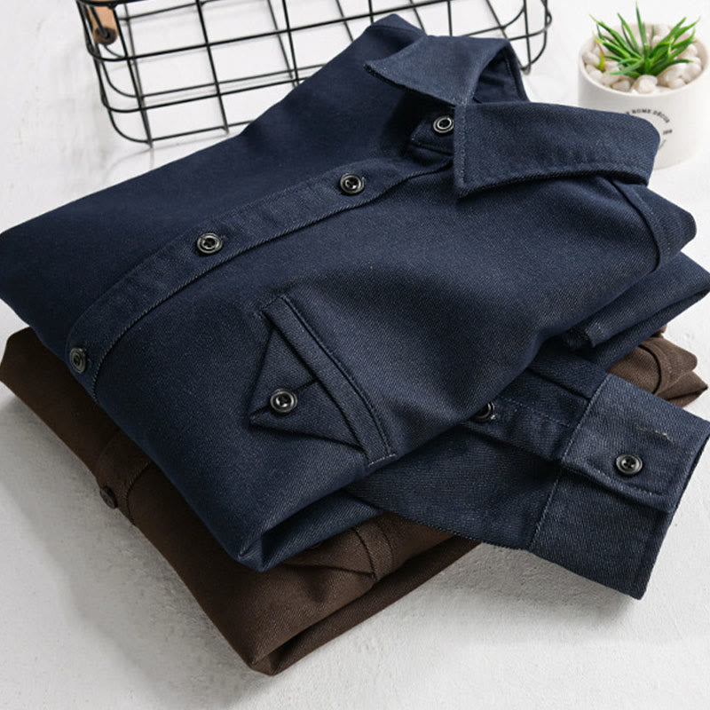 Nimara Ritual Fall Solid Buttons Down Men's Stand Collar Long Sleeve Cotton Shirt