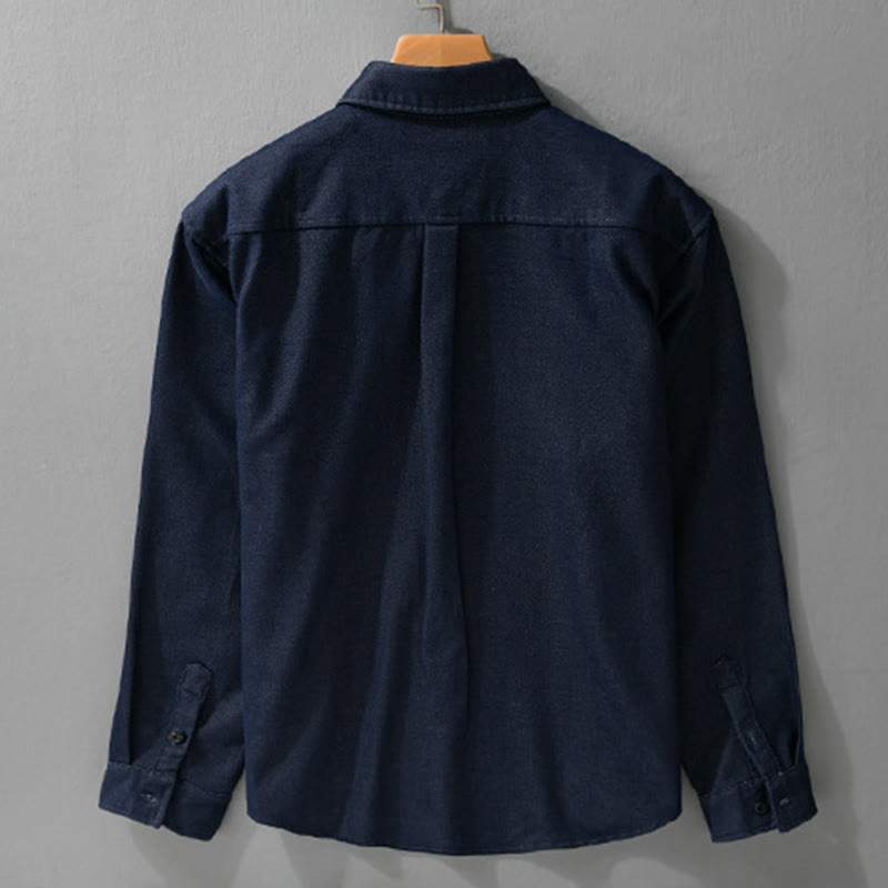 Nimara Ritual Fall Solid Buttons Down Men's Stand Collar Long Sleeve Cotton Shirt