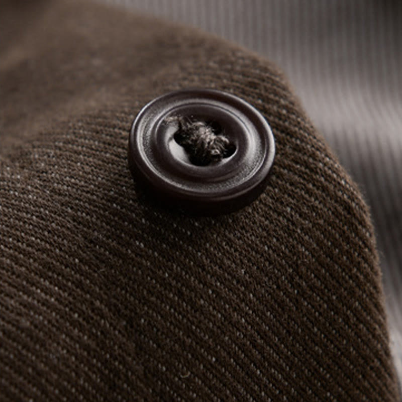 Nimara Ritual Fall Solid Buttons Down Men's Stand Collar Long Sleeve Cotton Shirt