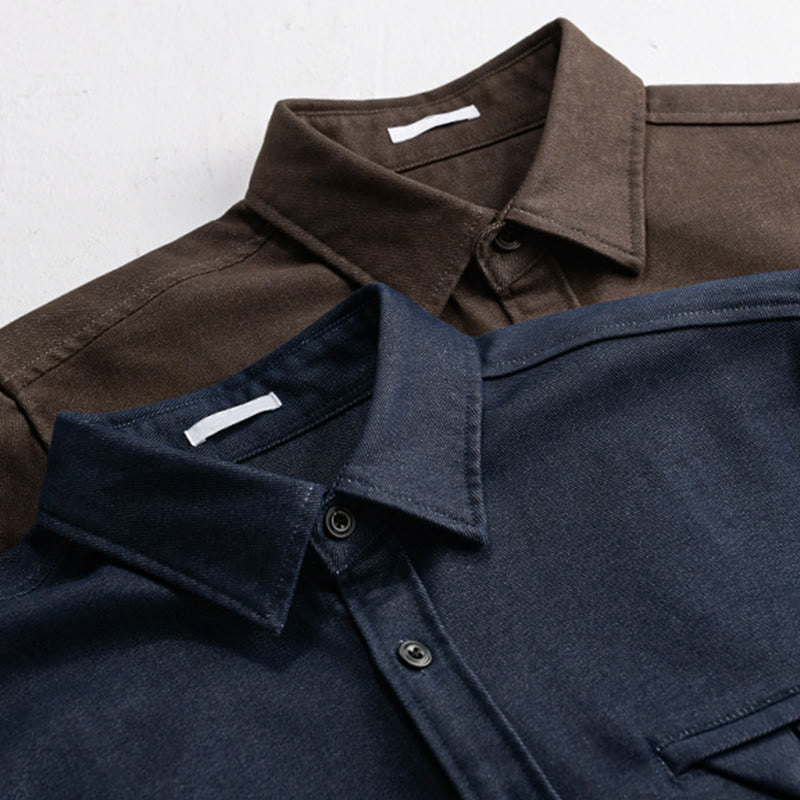 Nimara Ritual Fall Solid Buttons Down Men's Stand Collar Long Sleeve Cotton Shirt