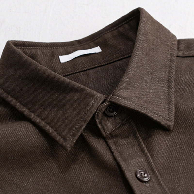 Nimara Ritual Fall Solid Buttons Down Men's Stand Collar Long Sleeve Cotton Shirt
