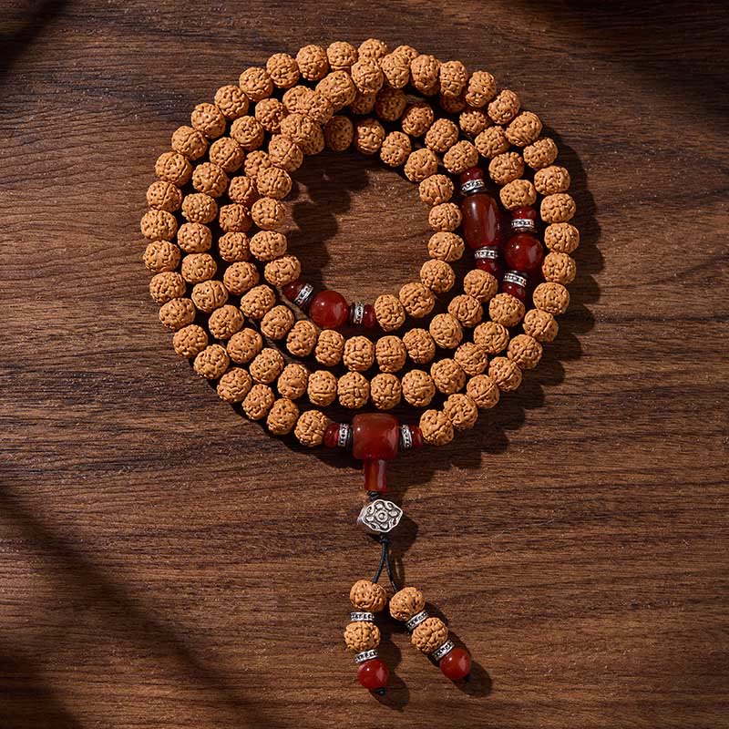 Nimara Ritual Tibetan 108 Beads Bodhi Seed Three-eyed Dzi Bead Auspiciousness Mala