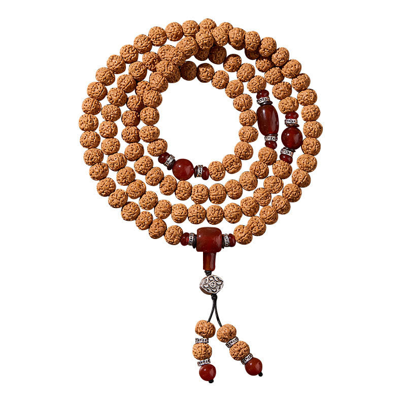 Nimara Ritual Tibetan 108 Beads Bodhi Seed Three-eyed Dzi Bead Auspiciousness Mala