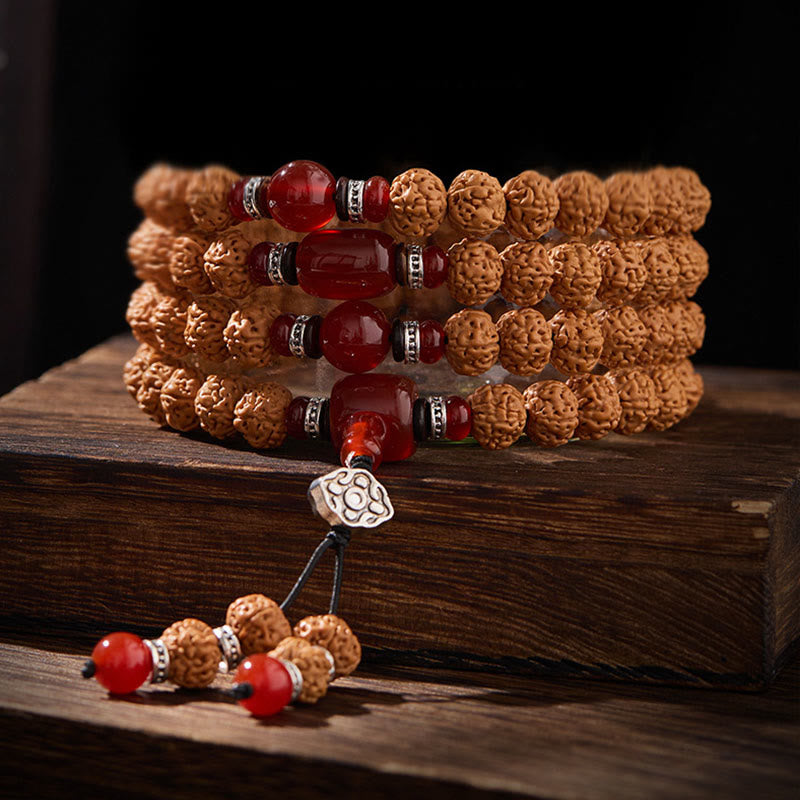 Nimara Ritual Tibetan 108 Beads Bodhi Seed Three-eyed Dzi Bead Auspiciousness Mala
