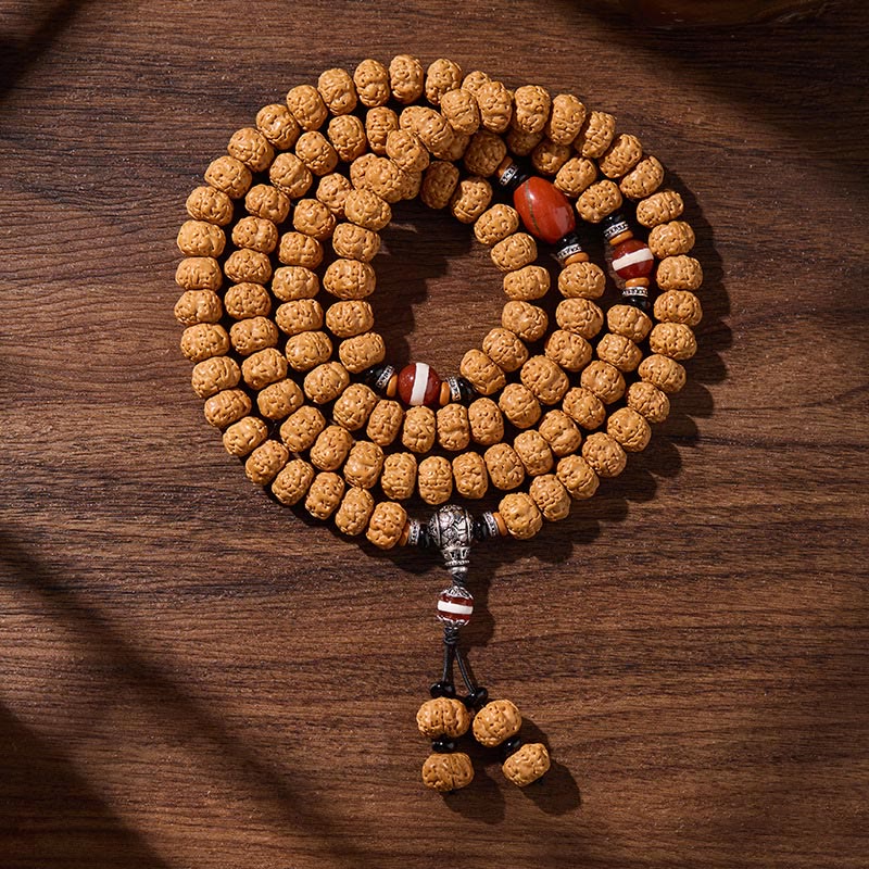 Nimara Ritual Tibetan 108 Beads Bodhi Seed Three-eyed Dzi Bead Auspiciousness Mala