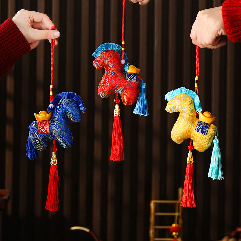 Nimara Ritual Year Of The Horse Red String Embroidery Ingot Tassel Decoration