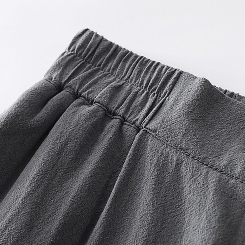 Nimara Ritual Summer Plain Straight Leg Men's Cotton Linen Ankle-Length Pants With Pockets
