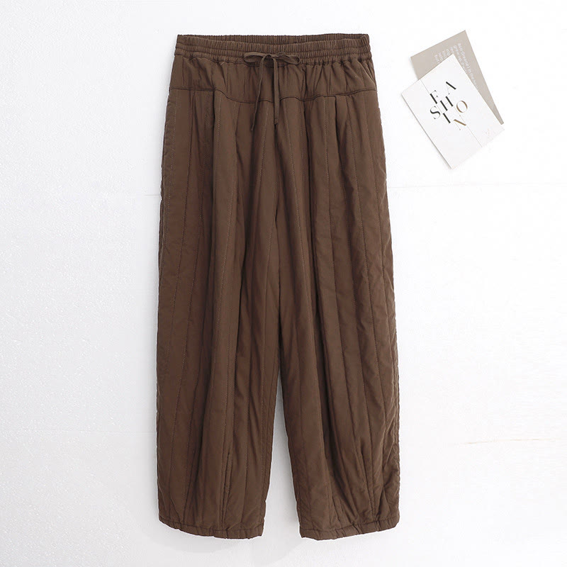 Nimara Ritual Winter Plain Color Blocking Design Cotton Women's Harem Pants With Pockets