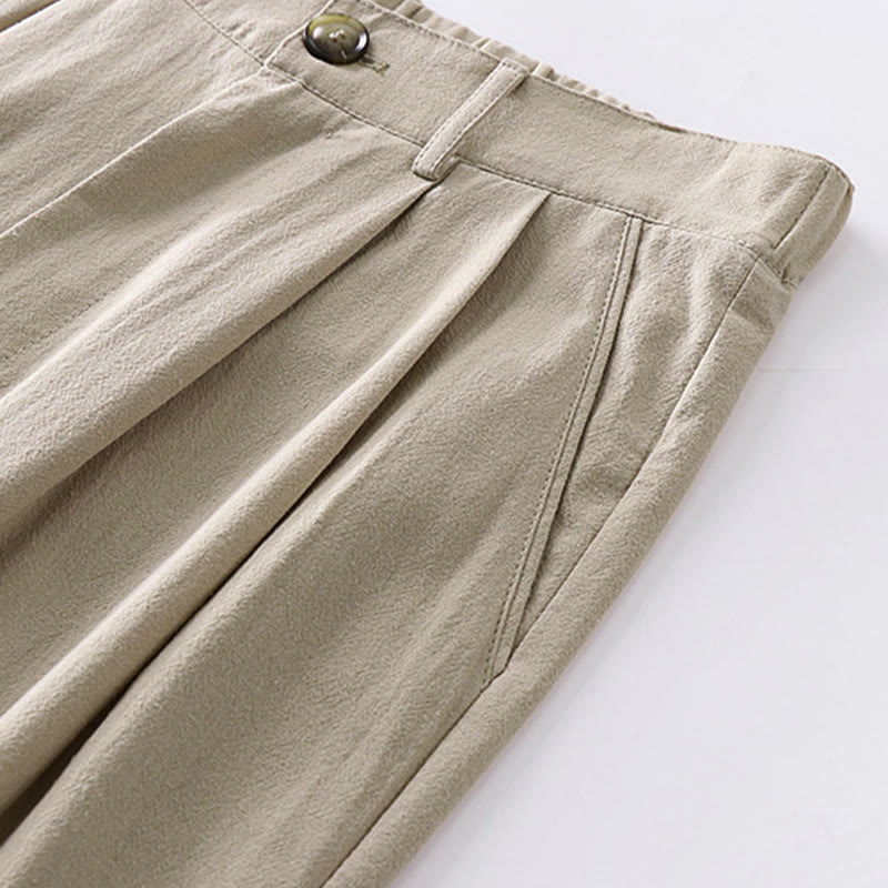 Nimara Ritual Spring Fall Plain Straight Leg Men's Cotton Linen Pants With Pockets