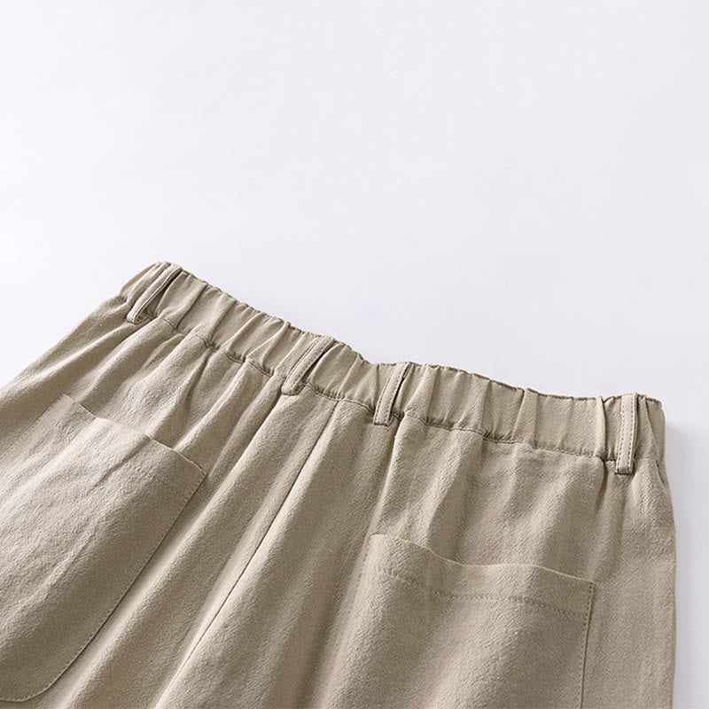 Nimara Ritual Spring Fall Plain Straight Leg Men's Cotton Linen Pants With Pockets