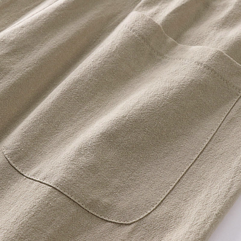 Nimara Ritual Spring Fall Plain Straight Leg Men's Cotton Linen Pants With Pockets