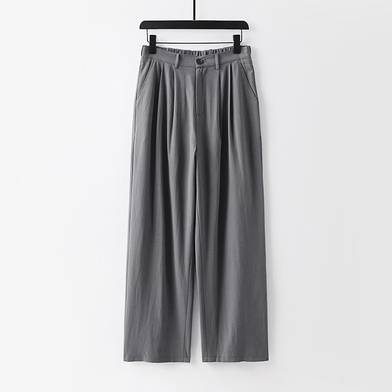 Nimara Ritual Spring Fall Plain Straight Leg Men's Cotton Linen Pants With Pockets