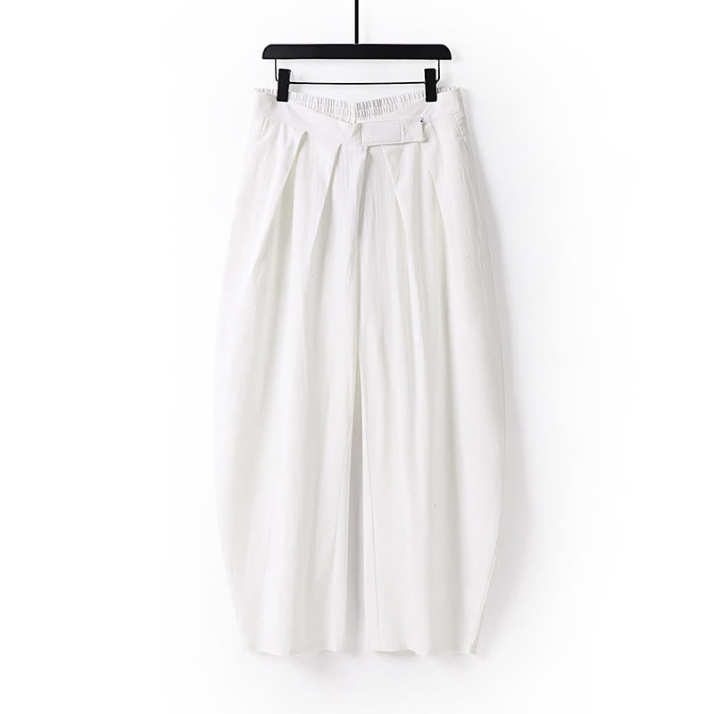 Nimara Ritual Plain Straight Leg Zipper Design Men's Cotton Linen Pants With Pockets