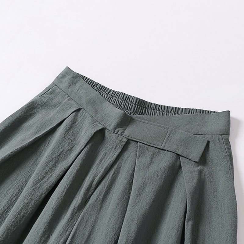 Nimara Ritual Plain Straight Leg Zipper Design Men's Cotton Linen Pants With Pockets