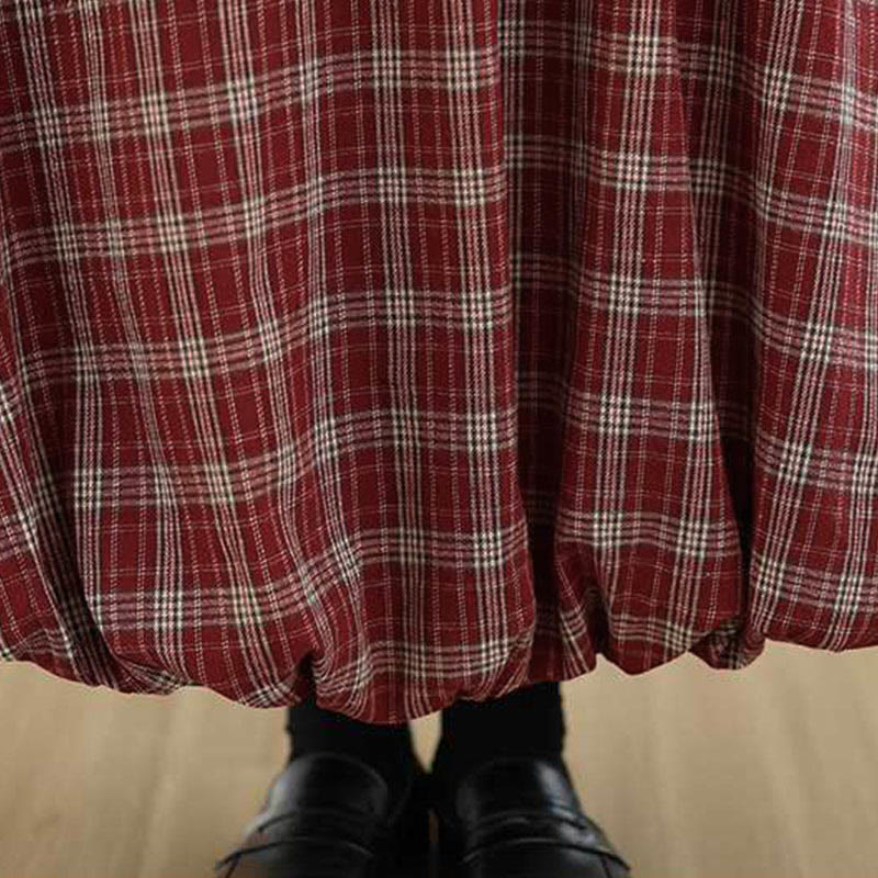Nimara Ritual Women's Plaid Pattern Cotton Skirt With Pockets