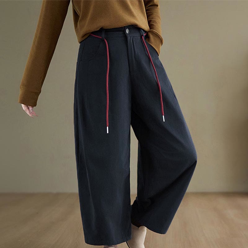 Nimara Ritual Plain Cotton Casual Women's 7-8 Length Pants With Pockets