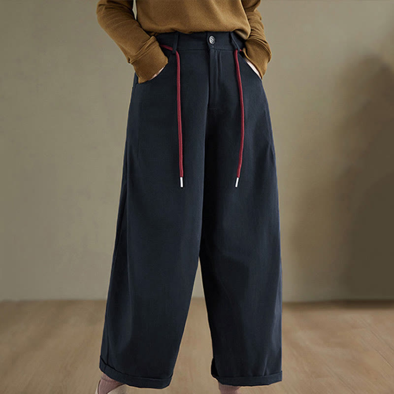 Nimara Ritual Plain Cotton Casual Women's 7-8 Length Pants With Pockets