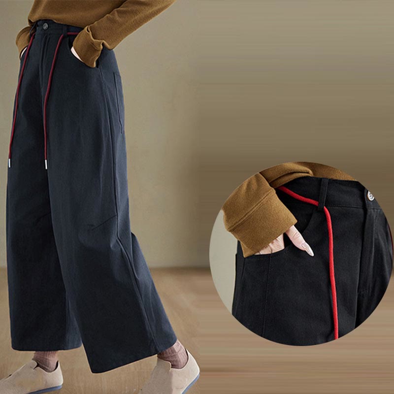 Nimara Ritual Plain Cotton Casual Women's 7-8 Length Pants With Pockets
