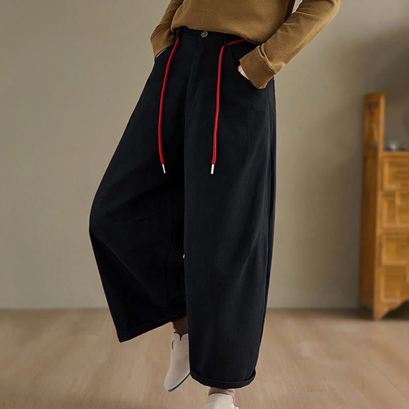 Nimara Ritual Plain Cotton Casual Women's 7-8 Length Pants With Pockets