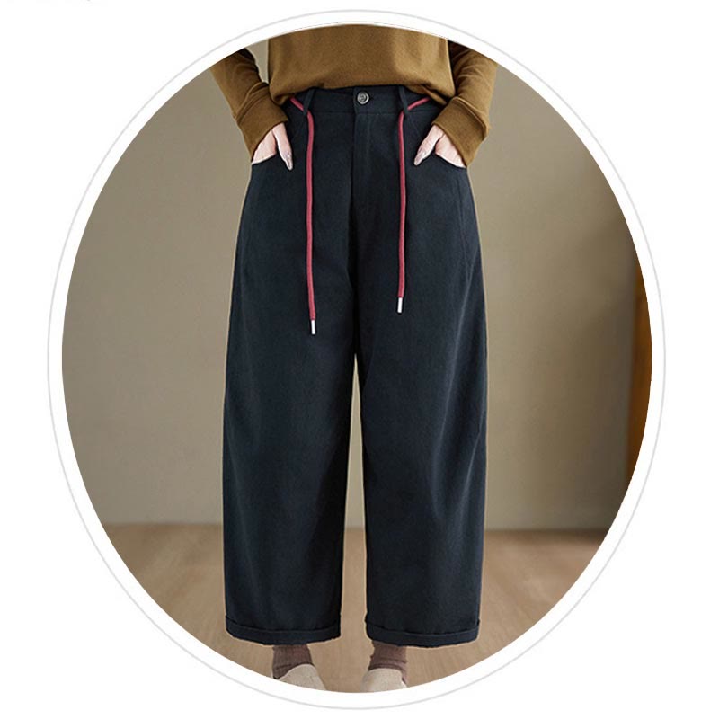 Nimara Ritual Plain Cotton Casual Women's 7-8 Length Pants With Pockets