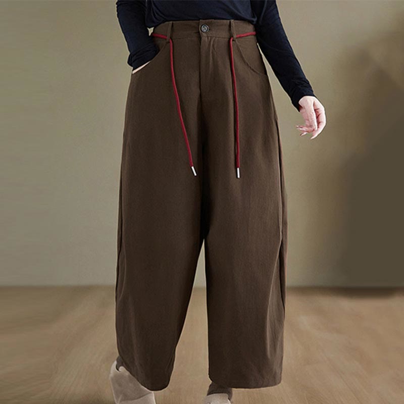 Nimara Ritual Plain Cotton Casual Women's 7-8 Length Pants With Pockets