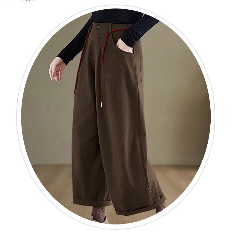 Nimara Ritual Plain Cotton Casual Women's 7-8 Length Pants With Pockets