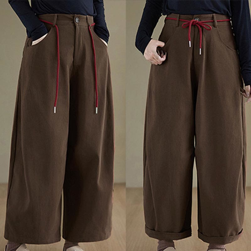 Nimara Ritual Plain Cotton Casual Women's 7-8 Length Pants With Pockets