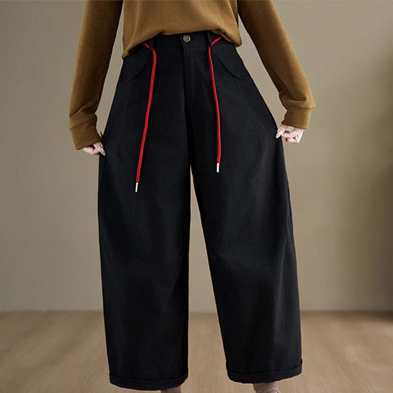 Nimara Ritual Plain Cotton Casual Women's 7-8 Length Pants With Pockets