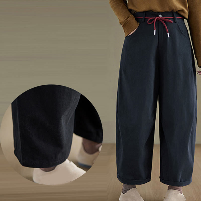 Nimara Ritual Plain Cotton Casual Women's 7-8 Length Pants With Pockets