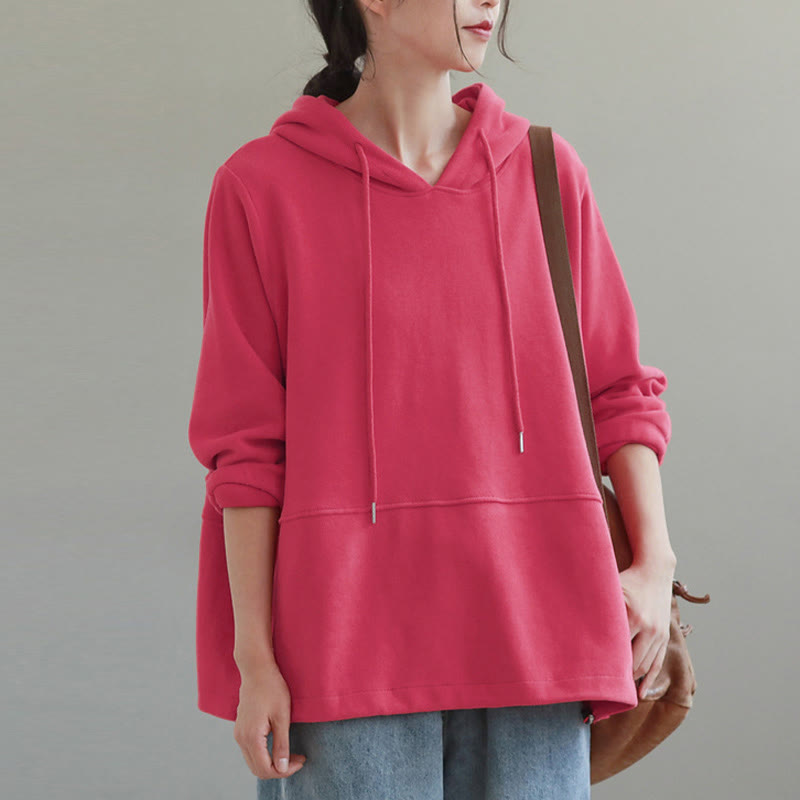 Nimara Ritual Fall Solid Color Side Buttons Cotton Long Sleeve Women's Hoodie