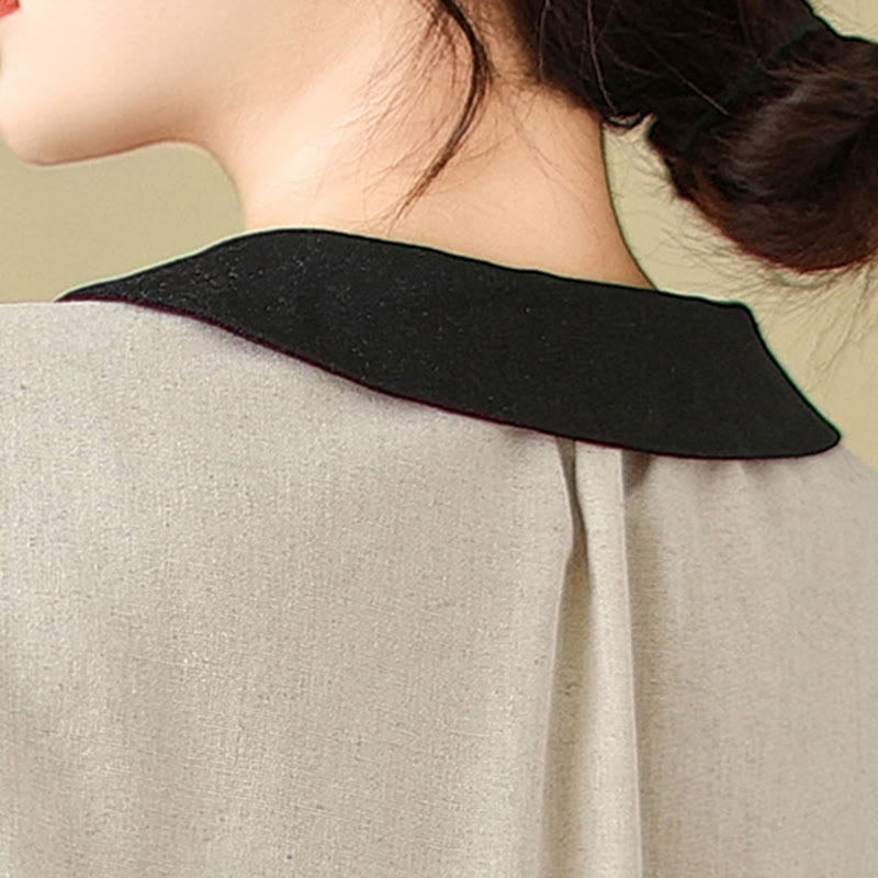 Nimara Ritual Spring Embroidery Buttons Design Women's Cotton Peter Pan Collar Long Sleeve Shirt