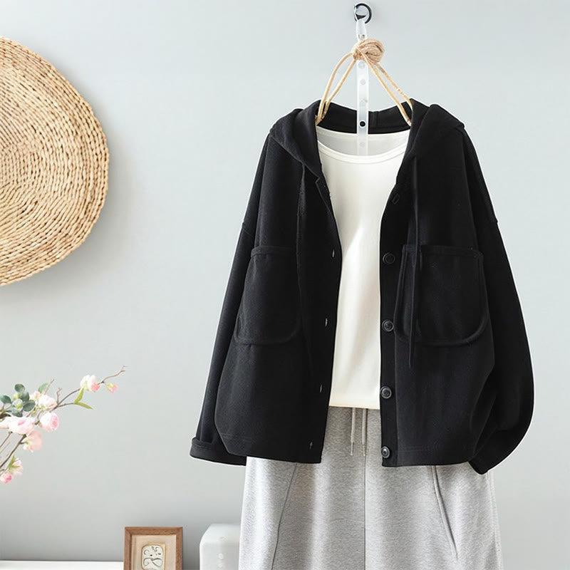 Nimara Ritual Solid Color Buttons Down Decorative Pocket Women's Long Sleeve Cardigan
