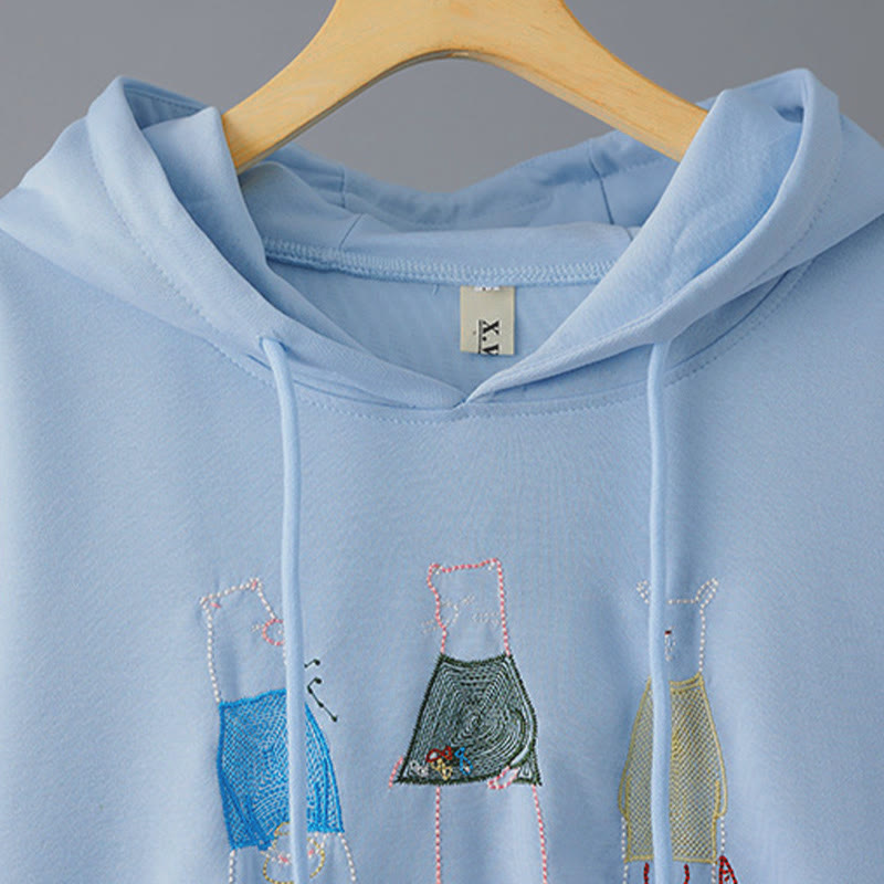 Nimara Ritual Fall Embroidery Bear Long Sleeve Women's Hoodie