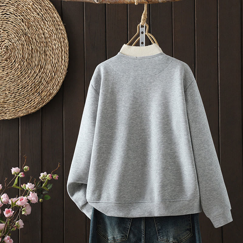 Nimara Ritual Simple Plain V-Neck Buttons Down Design Women's Cotton Long Sleeve Jacket