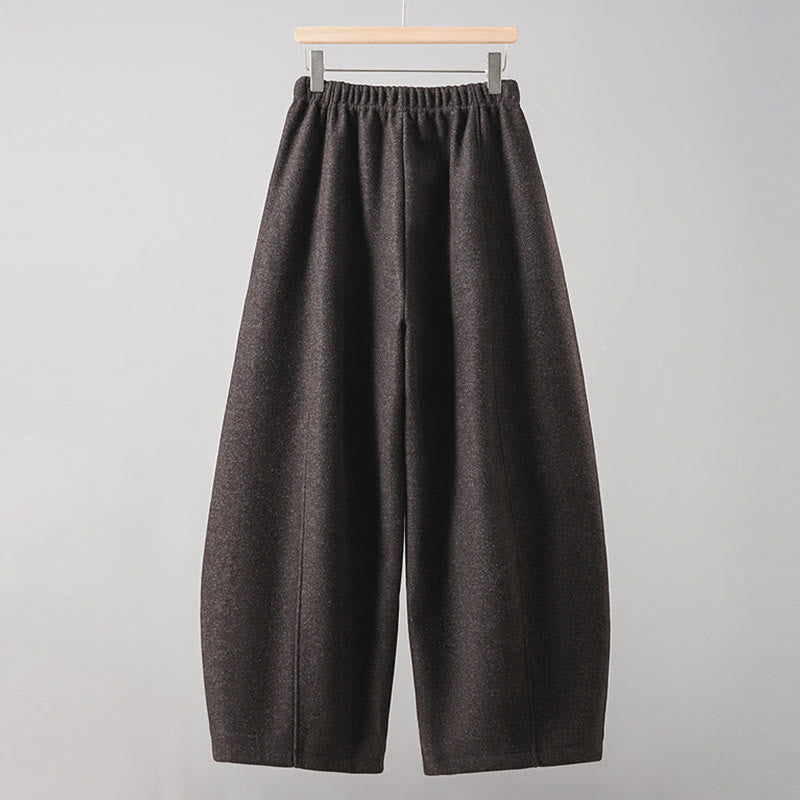 Nimara Ritual Plain Cotton Lace-Up Design Thick Women's Pants With Pockets