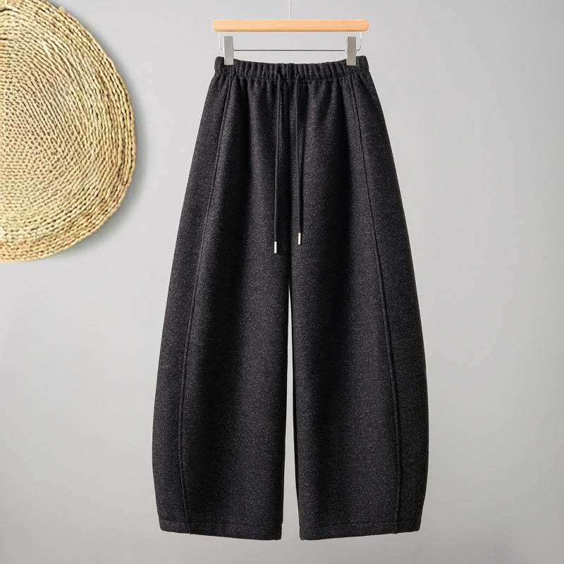 Nimara Ritual Plain Cotton Lace-Up Design Thick Women's Pants With Pockets