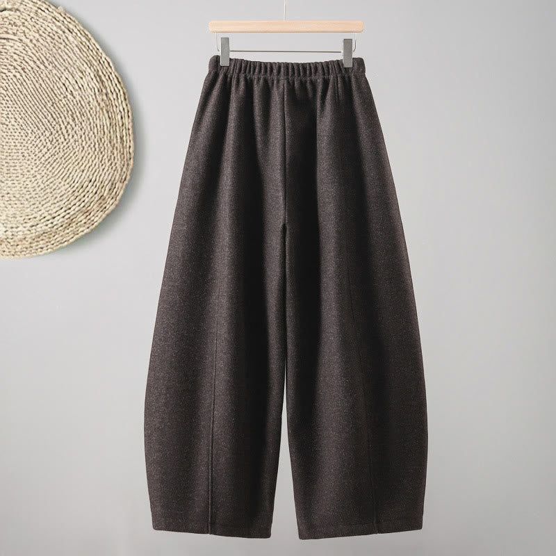 Nimara Ritual Plain Cotton Lace-Up Design Thick Women's Pants With Pockets