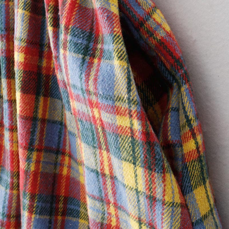 Nimara Ritual Fall Winter Women's Plaid Pattern Cotton Skirt With Pockets