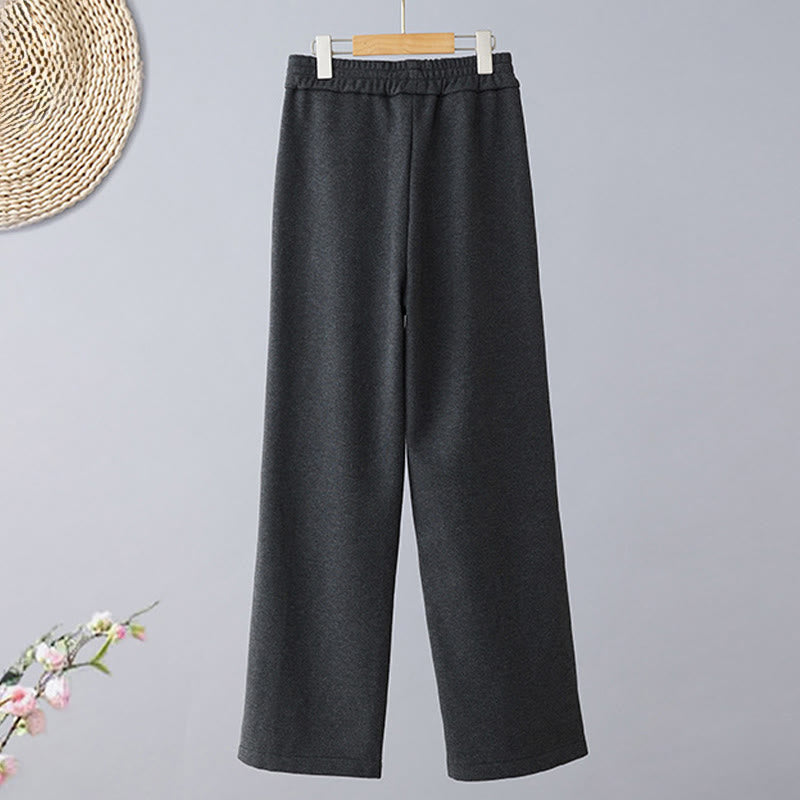 Nimara Ritual Plain Color Blocking Cotton Thick Casual Women's Pants With Pockets