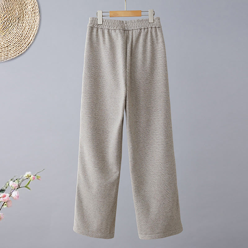 Nimara Ritual Plain Color Blocking Cotton Thick Casual Women's Pants With Pockets