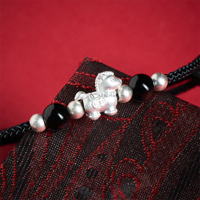 Nimara Ritual 999 Sterling Silver Red Agate Year Of The Horse Prosperity String Bracelet