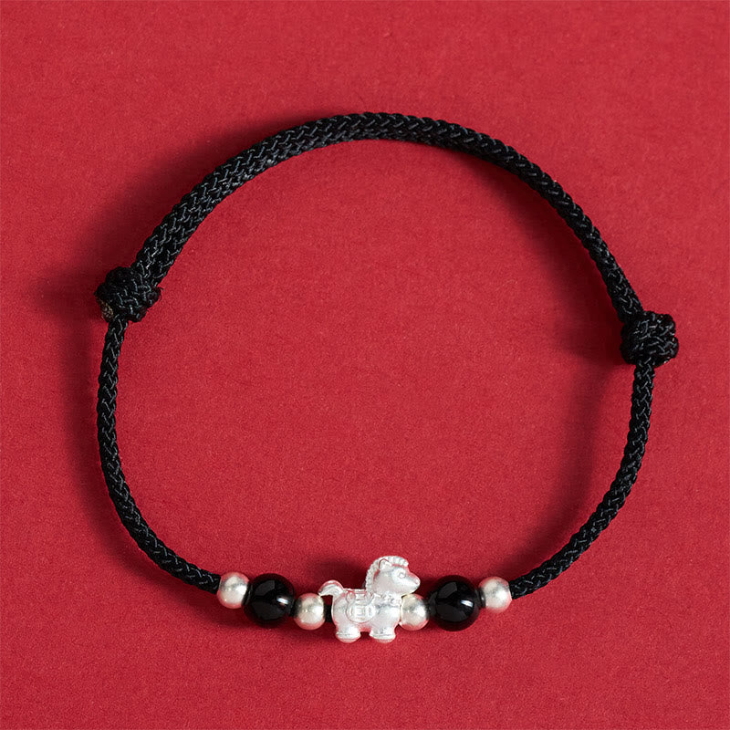 Nimara Ritual 999 Sterling Silver Red Agate Year Of The Horse Prosperity String Bracelet