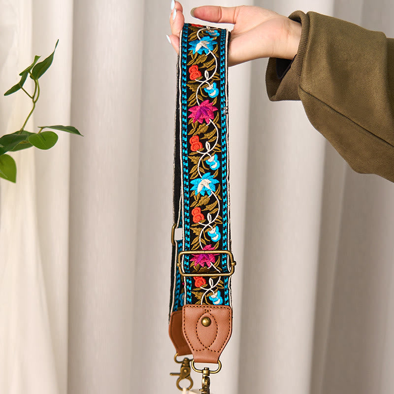 Nimara Ritual Bohemian Flower Vine Geometric Embroidery Adjustable Handbags Crossbody Shoulder Bag Purse Straps Replacement