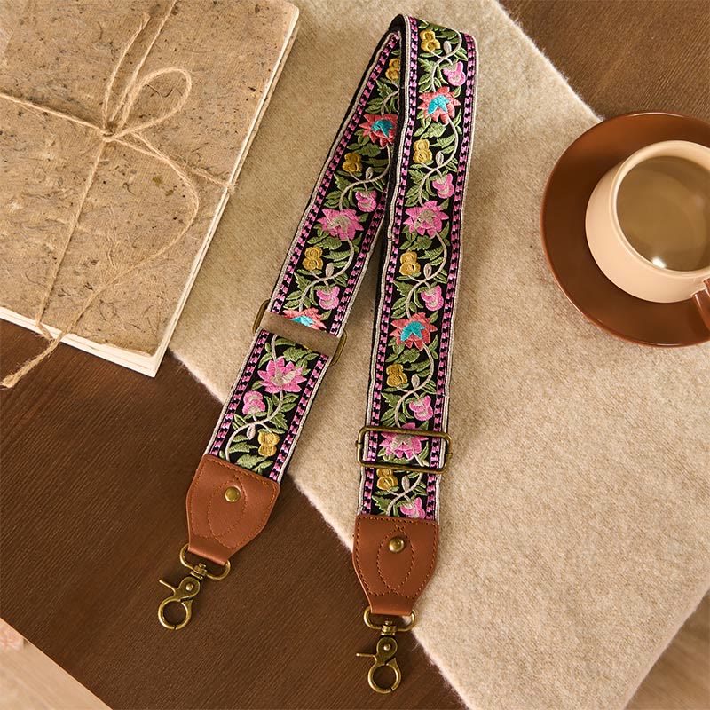 Nimara Ritual Bohemian Flower Vine Geometric Embroidery Adjustable Handbags Crossbody Shoulder Bag Purse Straps Replacement