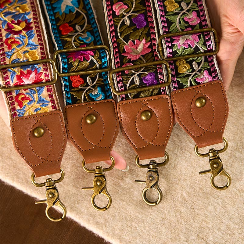 Nimara Ritual Bohemian Flower Vine Geometric Embroidery Adjustable Handbags Crossbody Shoulder Bag Purse Straps Replacement