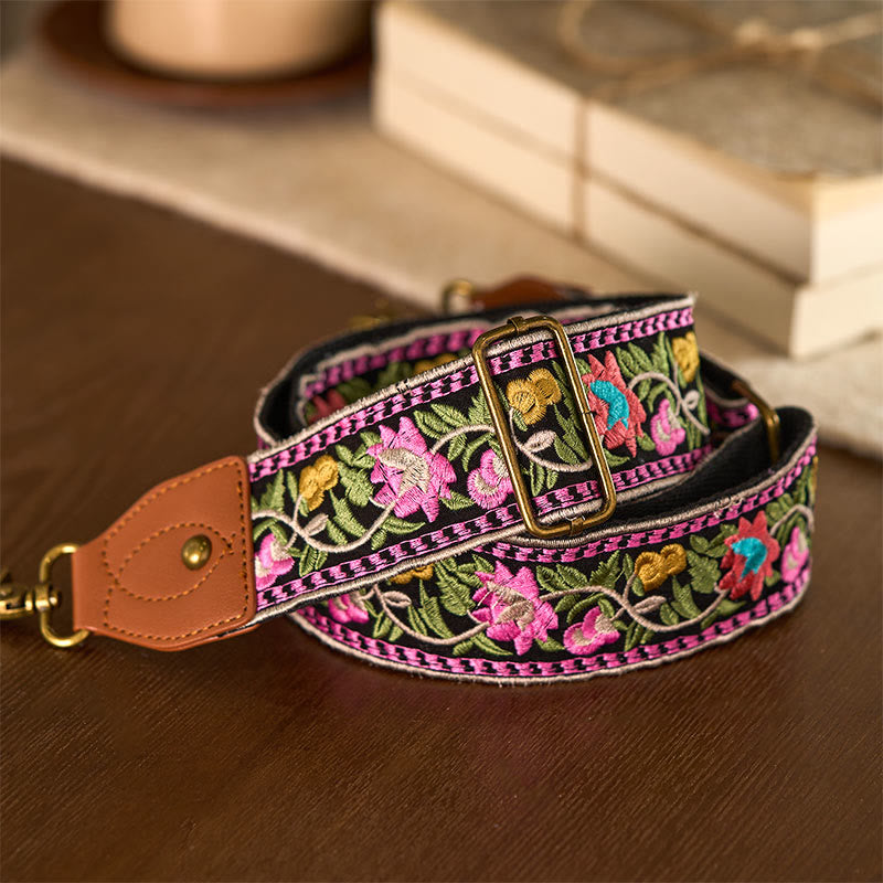 Nimara Ritual Bohemian Flower Vine Geometric Embroidery Adjustable Handbags Crossbody Shoulder Bag Purse Straps Replacement
