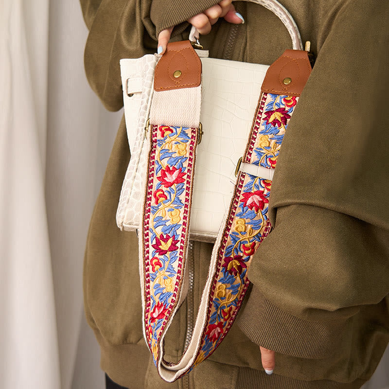 Nimara Ritual Bohemian Flower Vine Geometric Embroidery Adjustable Handbags Crossbody Shoulder Bag Purse Straps Replacement