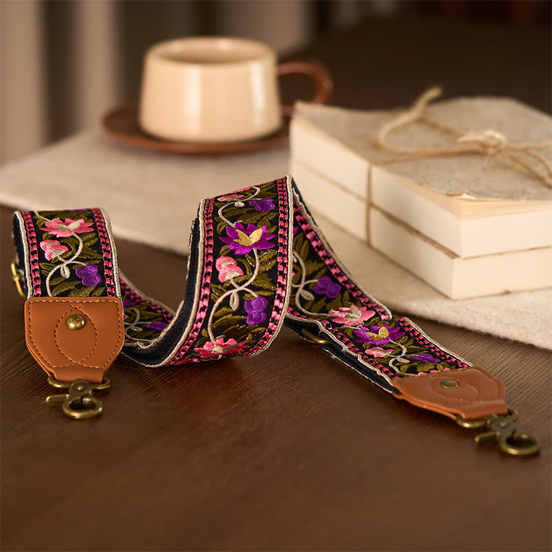 Nimara Ritual Bohemian Flower Vine Geometric Embroidery Adjustable Handbags Crossbody Shoulder Bag Purse Straps Replacement